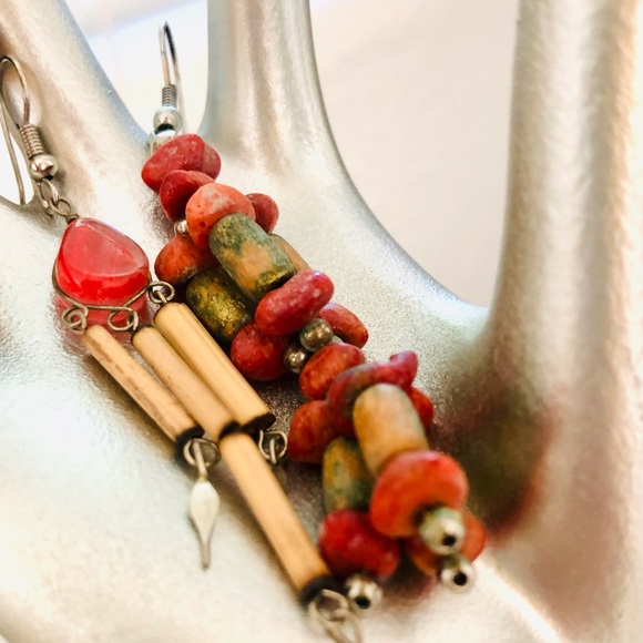 Vintage Southwestern Earrings & Wood Bangle Bracelet - Picture 2 of 9